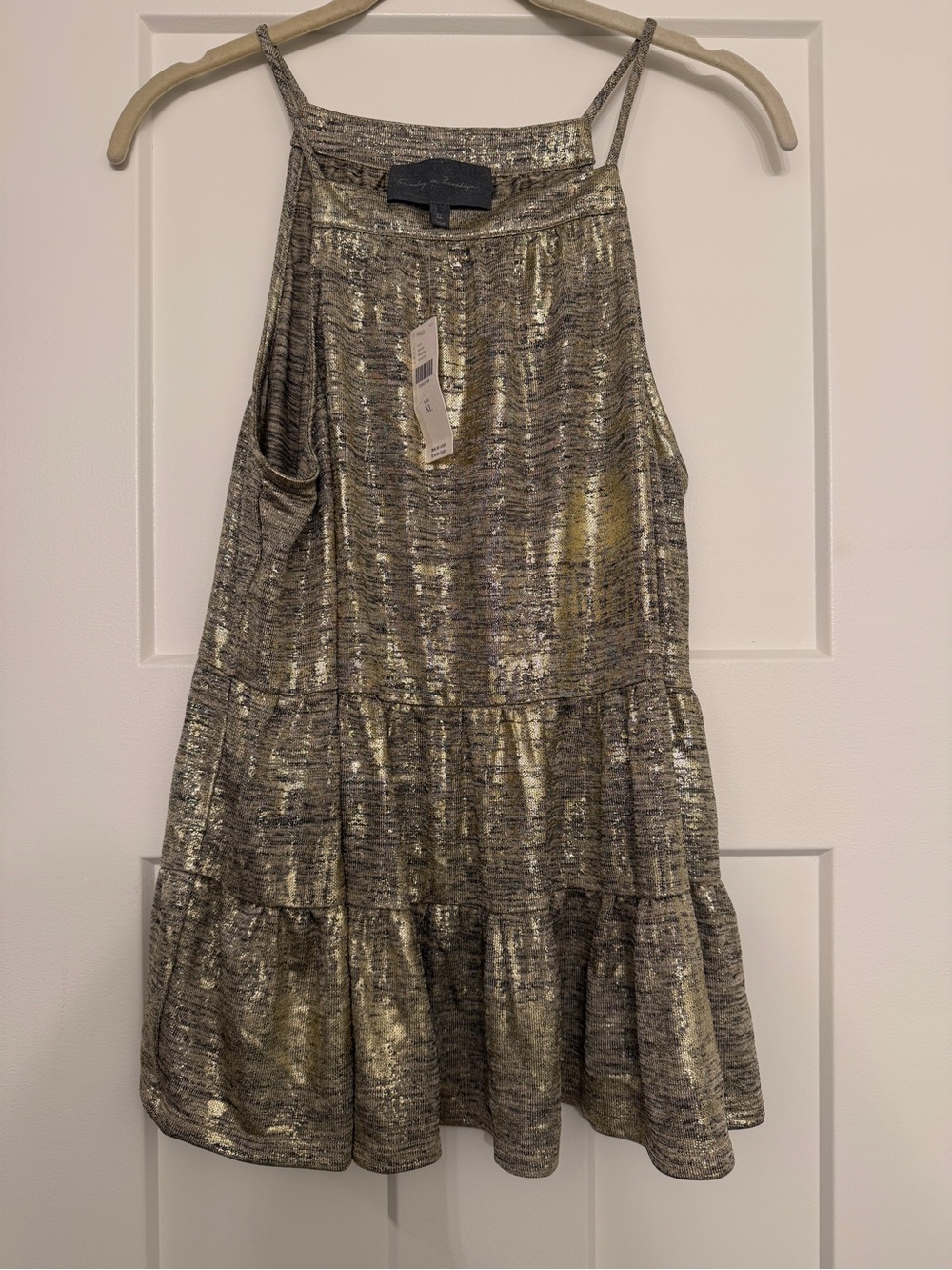 Anthropologie Sunday in Brooklyn Gold XL Becca Tiered Ruffle Tank Top - Picture 3 of 9